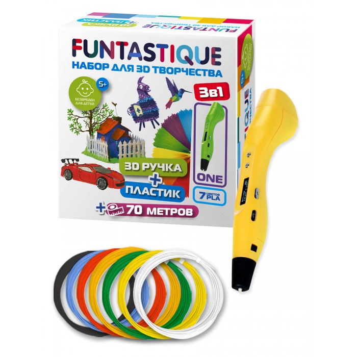 Funtastique Набор: 3D-ручка One и PLA-пластик 7 цветов