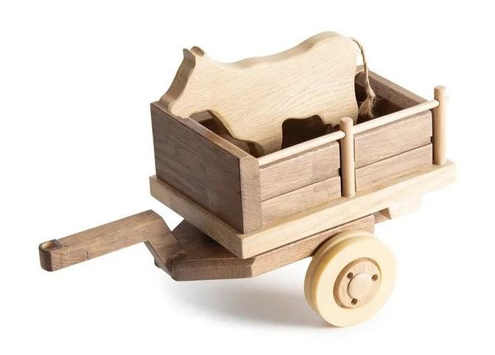фото Деревянная игрушка dubok модель в сборе прицеп для трактора
