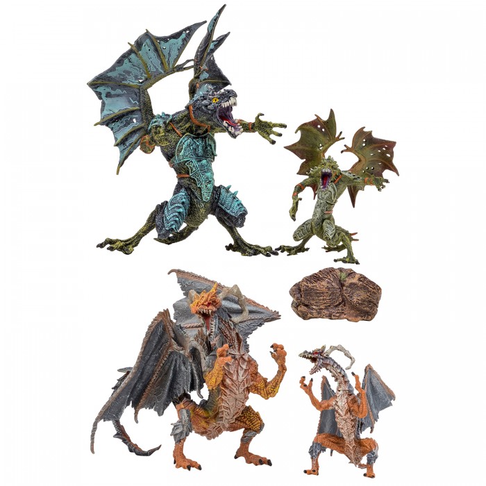 Masai Mara Набор Драконы и динозавры для детей Мир драконов (4 дракона и 1 аксессуар) прислужник для дракона