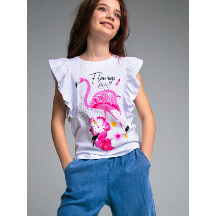 Футболки и топы Playtoday Футболка для девочек Flamingo couture tween girls