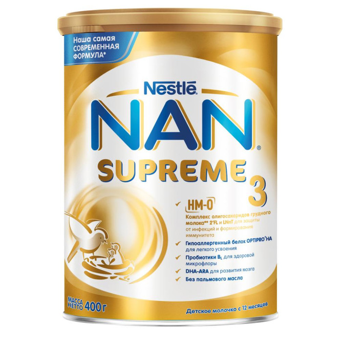  NAN 3 Supreme Сухое детское молочко с олигосахаридами для защиты от инфекций 400 г