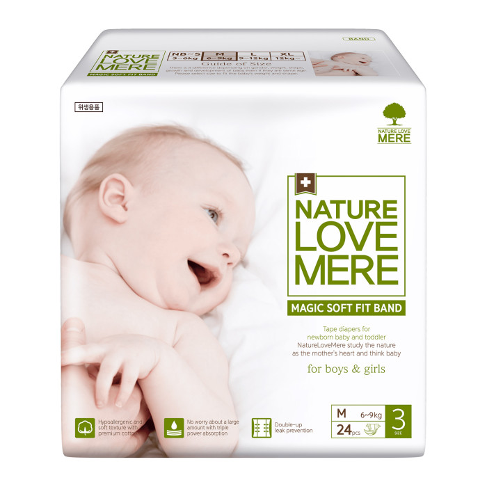  Nature Love Mere Подгузники супер мягкие Magic Soft M (6-9 кг) 24 шт.