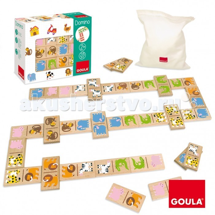 игры для малышей goula игра лоджик парк Деревянные игрушки Goula Домино Зоопарк