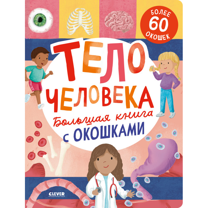 Развивающие книжки Clever Большая книга с окошками Тело человека