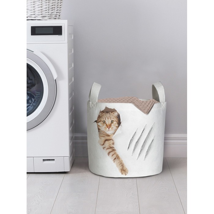 фото Joyarty корзина для хранения вещей кот с царапиной 35x35 см