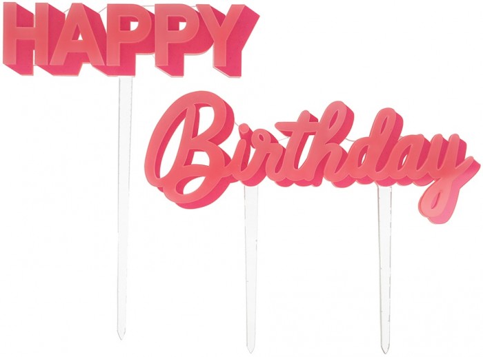 Товары для праздника MeriMeri Топпер для торта Happy Birthday набор свечей для торта happy birthday звездочки блистер