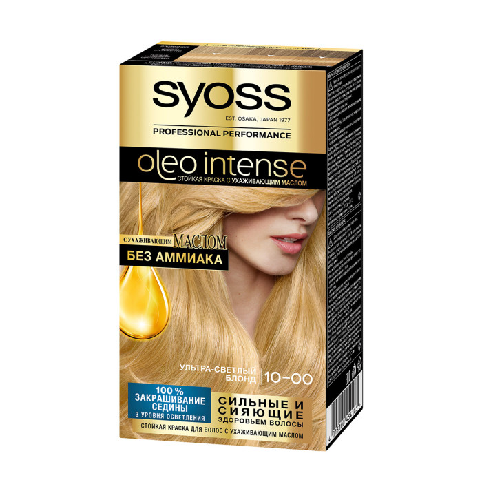 

Syoss Oleo Intense Краска для волос 10-00 Ультра-светлый блонд, Oleo Intense Краска для волос 10-00 Ультра-светлый блонд