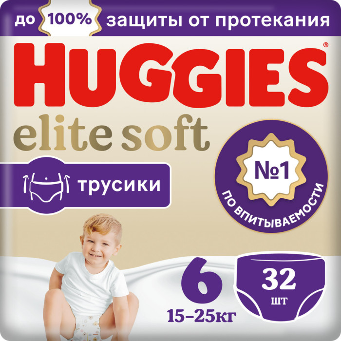 Huggies Подгузники трусики Elite Soft 15-25 кг 6 размер 32 шт.