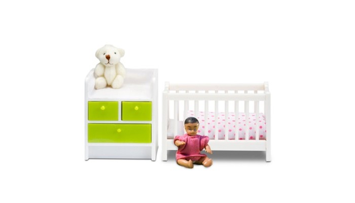 фото Lundby кукольная мебель кровать с пеленальным комодом
