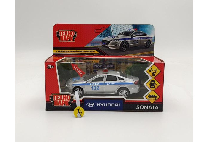 Технопарк Машина металлическая со светом и звуком Hyundai Sonata Полиция 12 см технопарк машина металлическая kia sorento prime полиция и мотоцикл