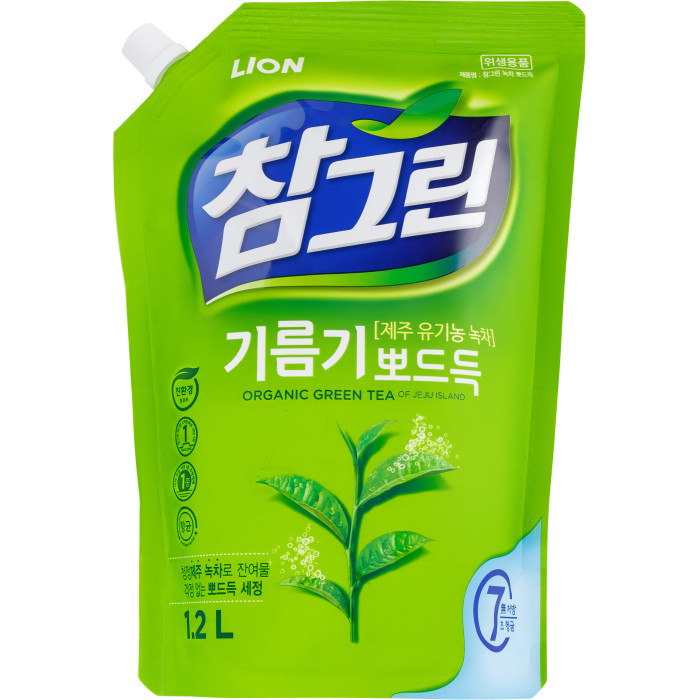CJ Lion Средство для мытья посуды Chamgreen С ароматом зеленого чая мягкая упаковка 1200 мл