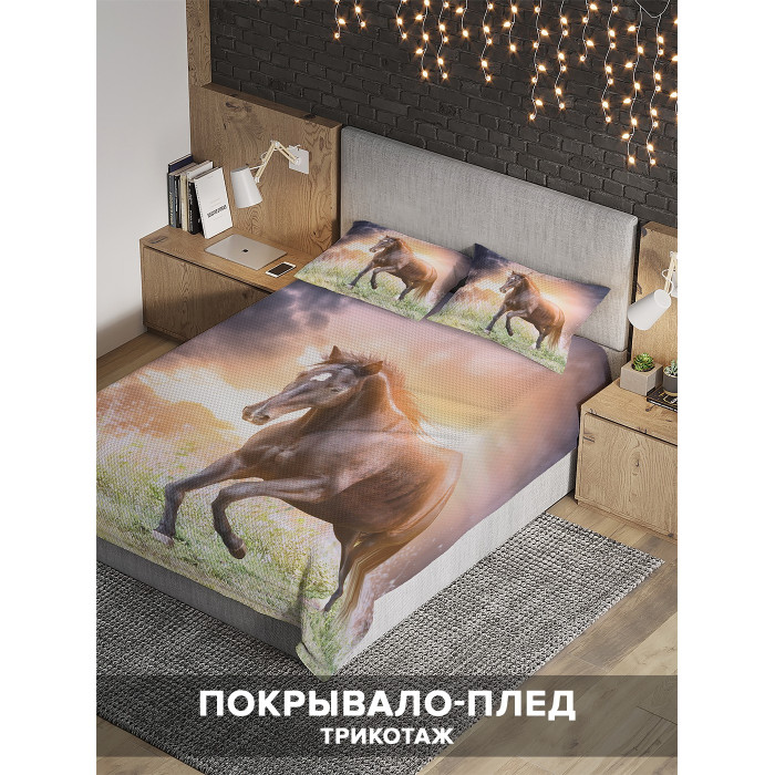фото Ambesonne покрывало на 1.5-спальную кровать поднебесный конь 220х160 и две наволочки 70x50