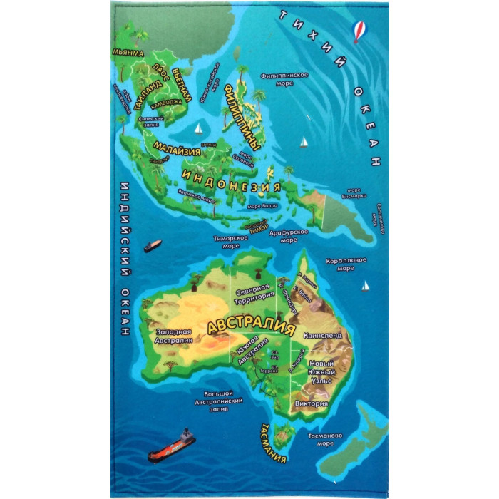 Учитель Учим материки: Австралия и Юго-Восточная Азия игровая обучающая фетр карта ИТМ-582 - фото 1