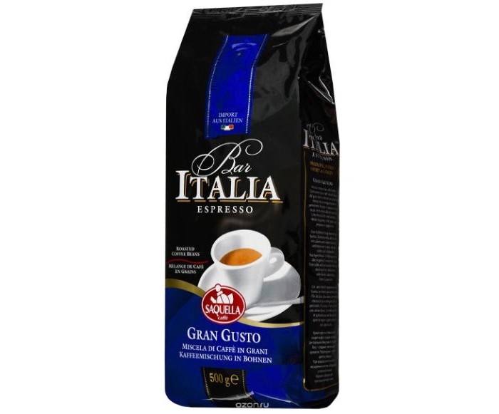 

Saquella Кофе в зернах Bar Italia Espresso Gran Gusto 500 г, Кофе в зернах Bar Italia Espresso Gran Gusto 500 г