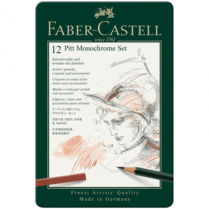 

Faber-Castell Набор художественных изделий Pitt Monochrome 12 предметов, Набор художественных изделий Pitt Monochrome 12 предметов
