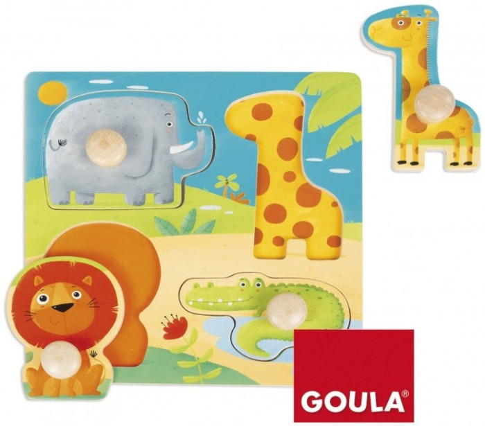 Goula Рамка-вкладыш Животные джунглей 53004 деревянная игрушка goula первые пазлы животные 53434