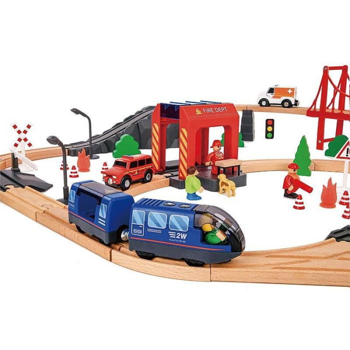 Tooky Toy Игровой набор Железная дорога Поезд спасателей TH683 набор железная дорога 39 дет в коробке фигурки людей поезда машины здания деревья дорожные знаки viga 50266