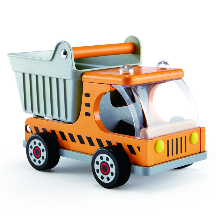 фото Деревянная игрушка hape машинка-грузовик самосвал на стройке