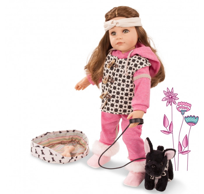 Куклы и одежда для кукол Gotz Кукла Ханна с чёрной собакой 50 см