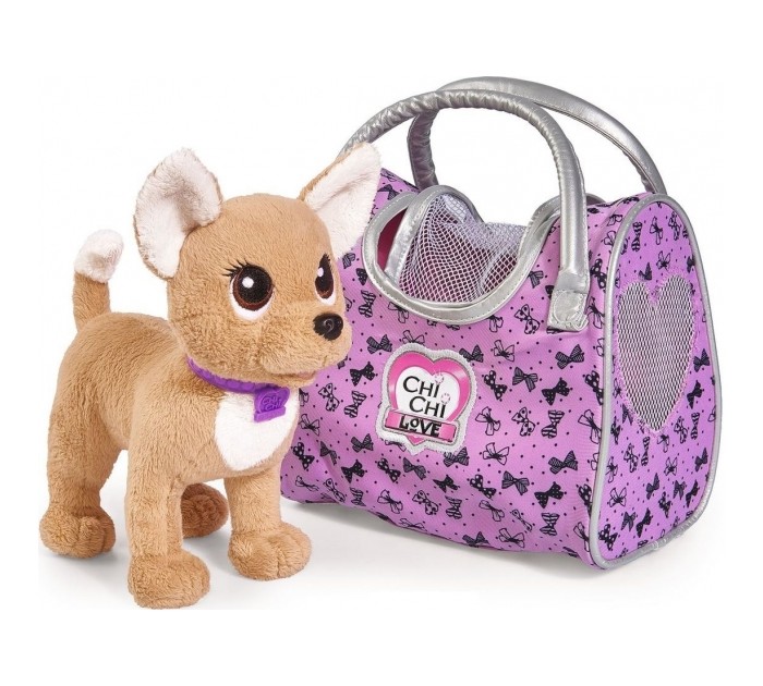 Мягкие игрушки Chi-Chi Love собачка Путешественница с сумкой-переноской 20 см интерактивная плюшевая собачка chi chi love звездочка на кабельном