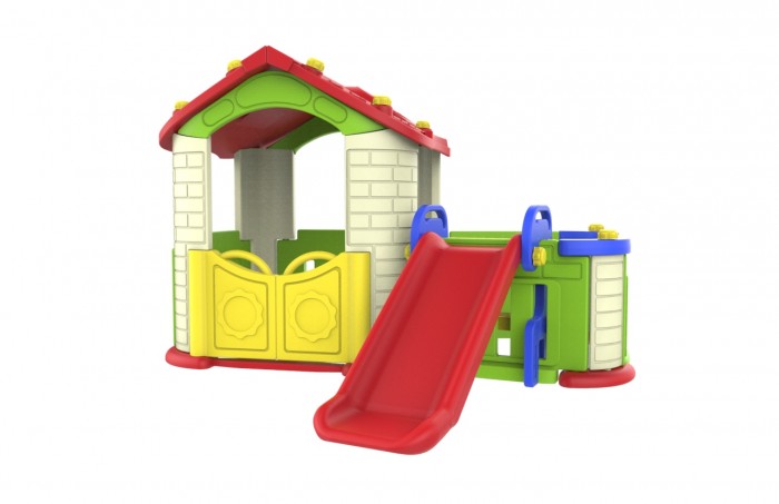 Toy Monarch Игровой домик с забором и горкой toy monarch игровой комплекс дом со стульчиками