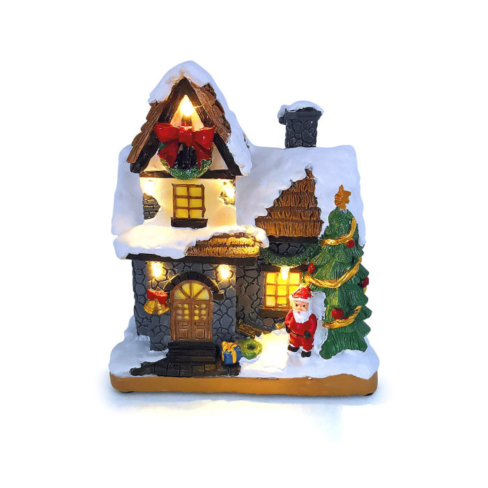  Лючия Фигурка декоративная Санта под елкой со светодиодной подсветкой