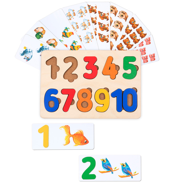 Деревянная игрушка Raduga Kids Рамка-вкладыш Цифры с карточками