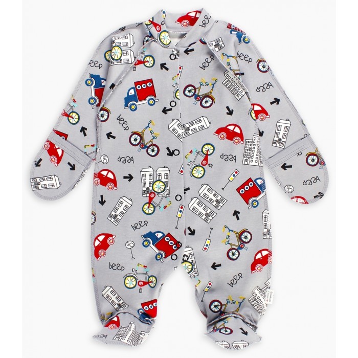 

Веселый малыш Комбинезон реглан с закрытыми ручками Бип-бип, Комбинезон реглан с закрытыми ручками Бип-бип