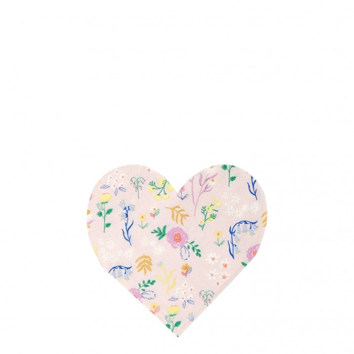 MeriMeri Салфетки в форме сердца Полевой цветок 127х127 мм 20 шт.