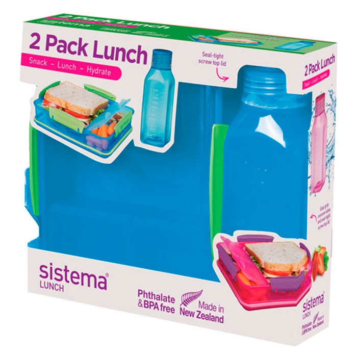 Контейнеры для еды Sistema Набор Lunch: контейнер и бутылка 475 мл sistema lunch 2l green