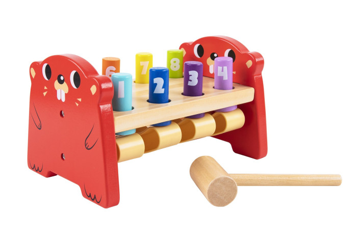 Деревянная игрушка Tooky Toy стучалка-забивалка Веселый бобер деревянная игрушка tooky toy чемоданчик ферма