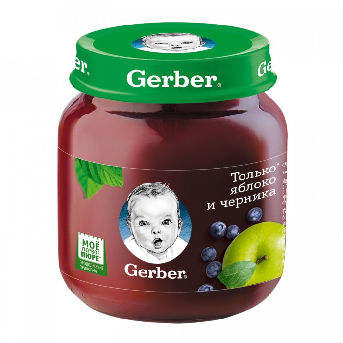  Gerber Пюре Яблоко и черника с 5 мес., 130 г