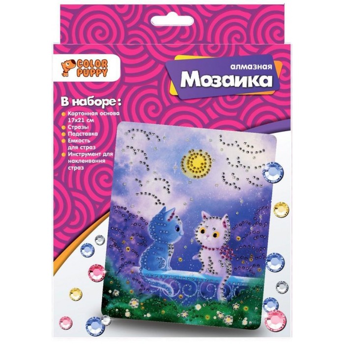 Color Puppy Алмазная мозаика Котята в лунном свете