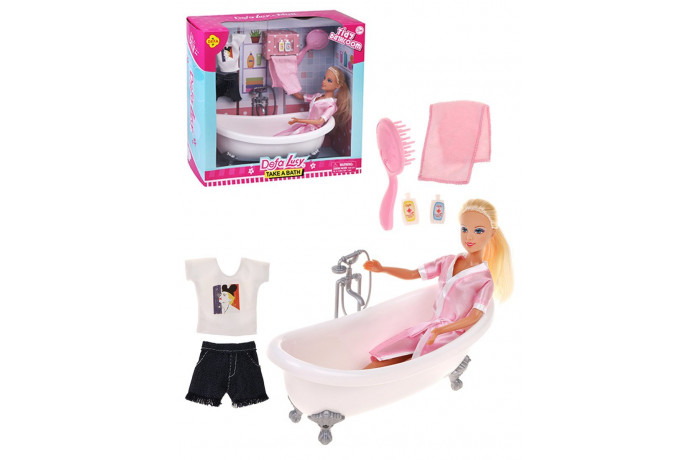 Defa Набор Ванная с куклой Lucy (5 предметов) набор банный в косметичке 7 предметов полотенце 70 × 140 см бутылочки 3 шт баночки 2 шт лопатка белый розовый