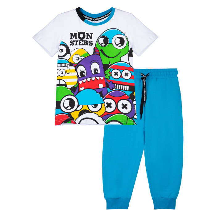 комплекты детской одежды playtoday комплект трикотажный для мальчиков майка шорты Комплекты детской одежды Playtoday Комплект трикотажный для мальчиков: футболка, брюки Monsters kids boys 12312169
