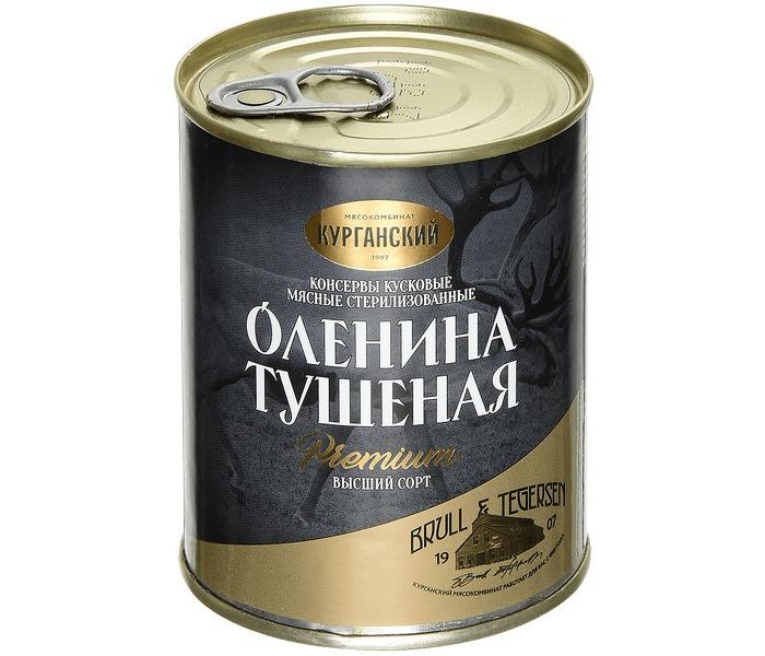 

Курганский Мясокомбинат Оленина тушёная высший сорт Премиум 338 г, Оленина тушёная высший сорт Премиум 338 г