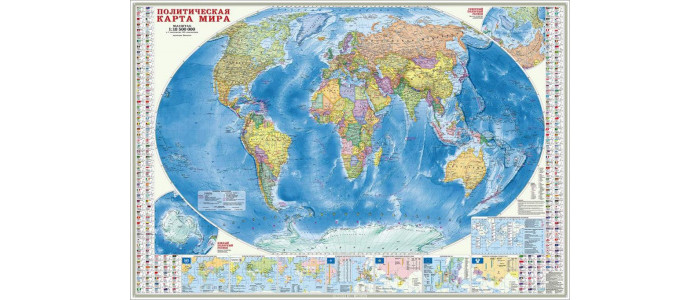 Геодом Карта настенная Мир Политический + Инфографика 157х107 см