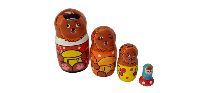

Деревянная игрушка RNToys Матрешка Сказка Три медведя 4 в 1, Матрешка Сказка Три медведя 4 в 1