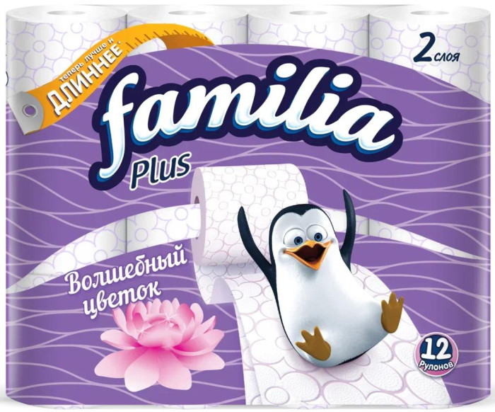  Familia Plus Туалетная бумага Волшебный цветок 2 слоя 12 шт.