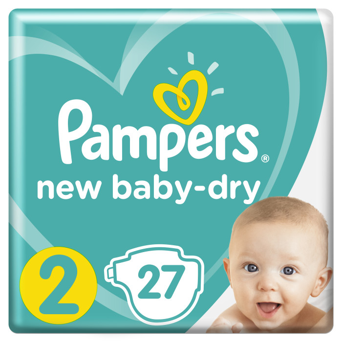  Pampers Подгузники New Baby-Dry для новорожденных р.2 (4-8 кг) 27 шт.
