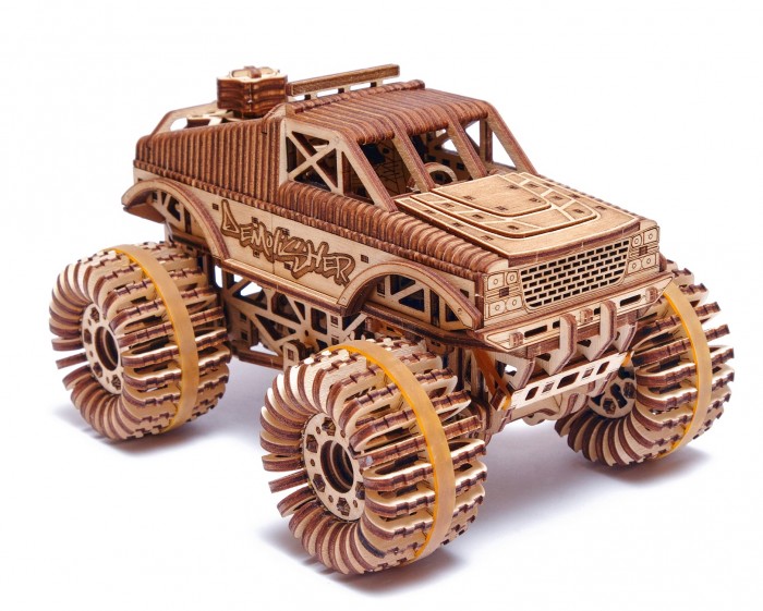 фото Wood trick механическая деревянная сборная модель монстр-трак