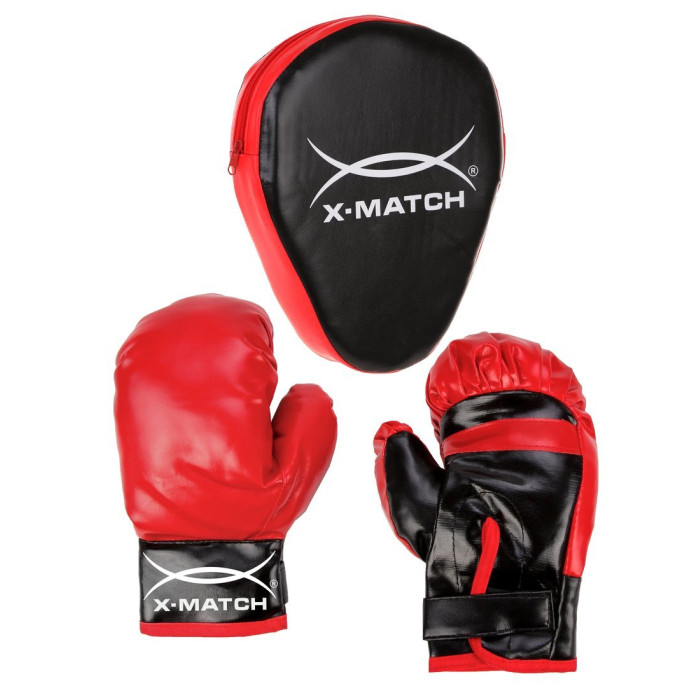 цена Спортивный инвентарь X-Match Набор для бокса: лапа, перчатки 2 шт.