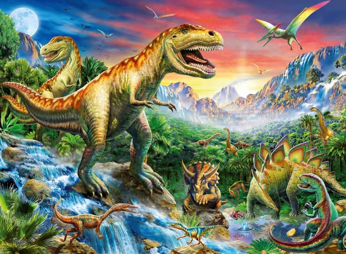 Пазлы Ravensburger Пазл У динозавров (100 элементов) пазлы ravensburger пазл панорамный ночной лондон 1000 элементов