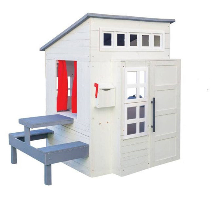 KidKraft Современный детский игровой домик для улицы, с кухней и доской для рисования детский стол для рисования я егоза с контейнерами флисат белый