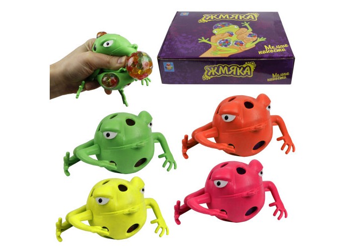 Развивающая игрушка 1 Toy Мелкие пакости жмяка лягушка (разноцветные шарики)
