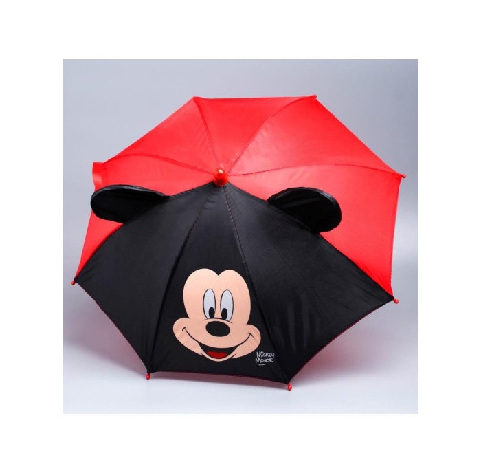 Зонт Disney детский с ушами Микки Маус 52 см красный зонт с разно ными мишками 30 см moschino детский