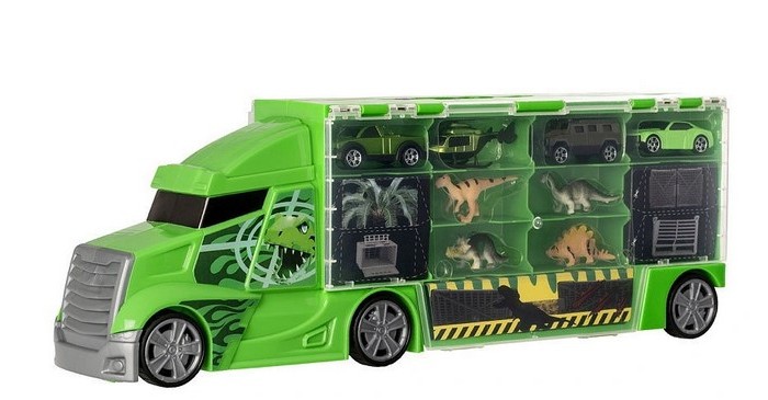 цена Машины HTI Автоперевозчик Teamsterz Dino с транспортными средствами и динозаврами