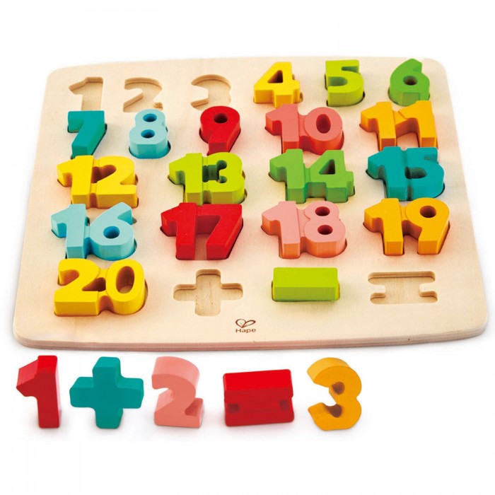 Деревянная игрушка Hape Головоломка-мозаика Математическая деревянная игрушка hape на сафари со слонами 3 в 1