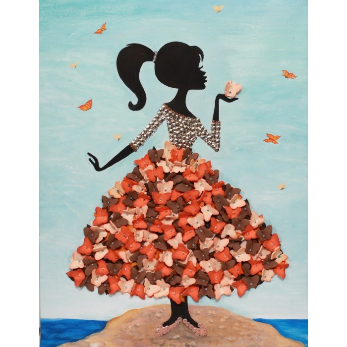 Картины своими руками Волшебная мастерская Мозаика из пайеток на холсте Девочка с бабочками МХ-22
