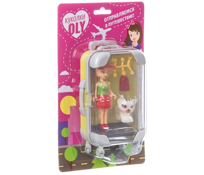 цена Куклы и одежда для кукол Bondibon Игровой набор Oly с куклой котиком и аксессуарами в чемодане